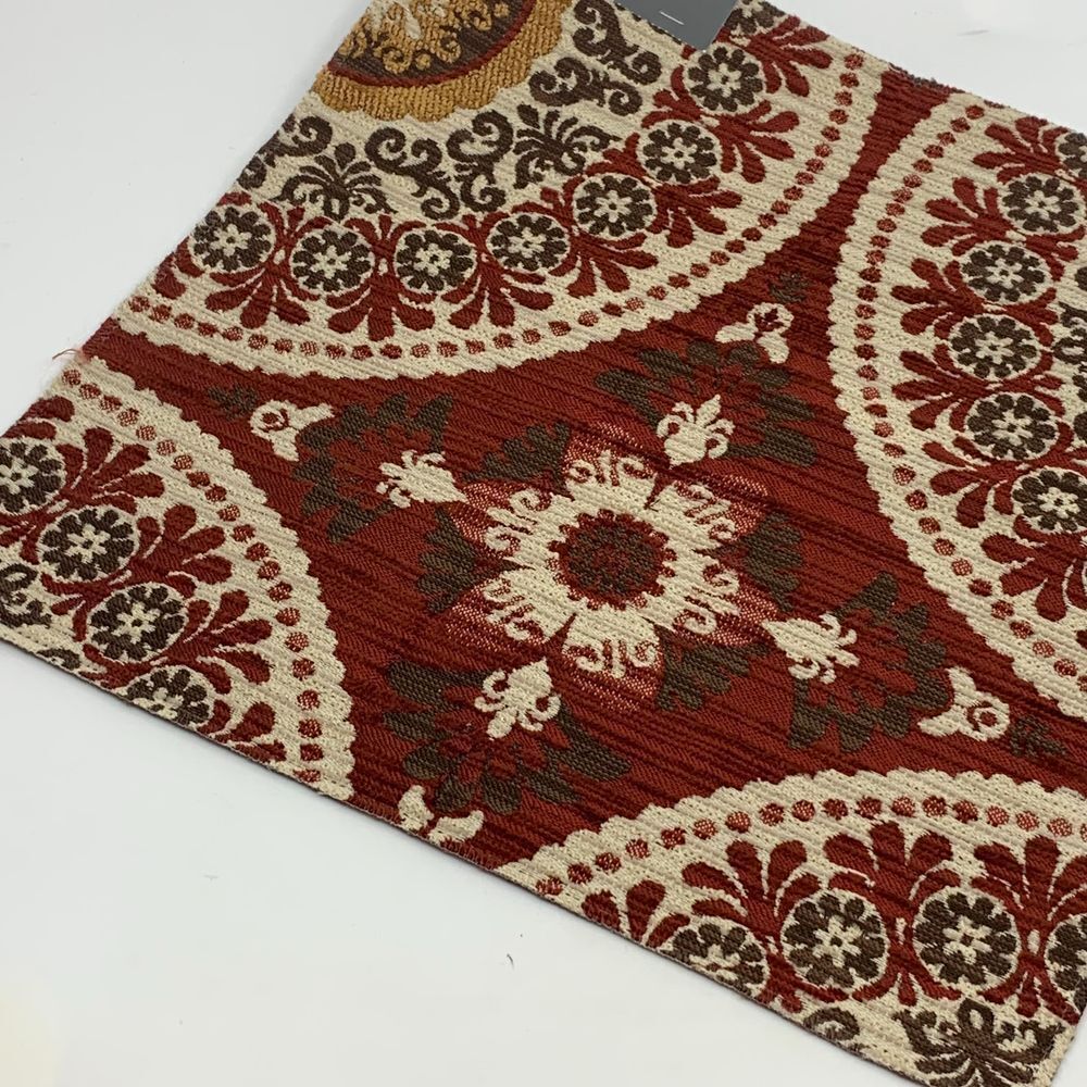Kravet Exotic Travels Red Brown Tapestry Polyester Blend Fabric Sample/Remnant